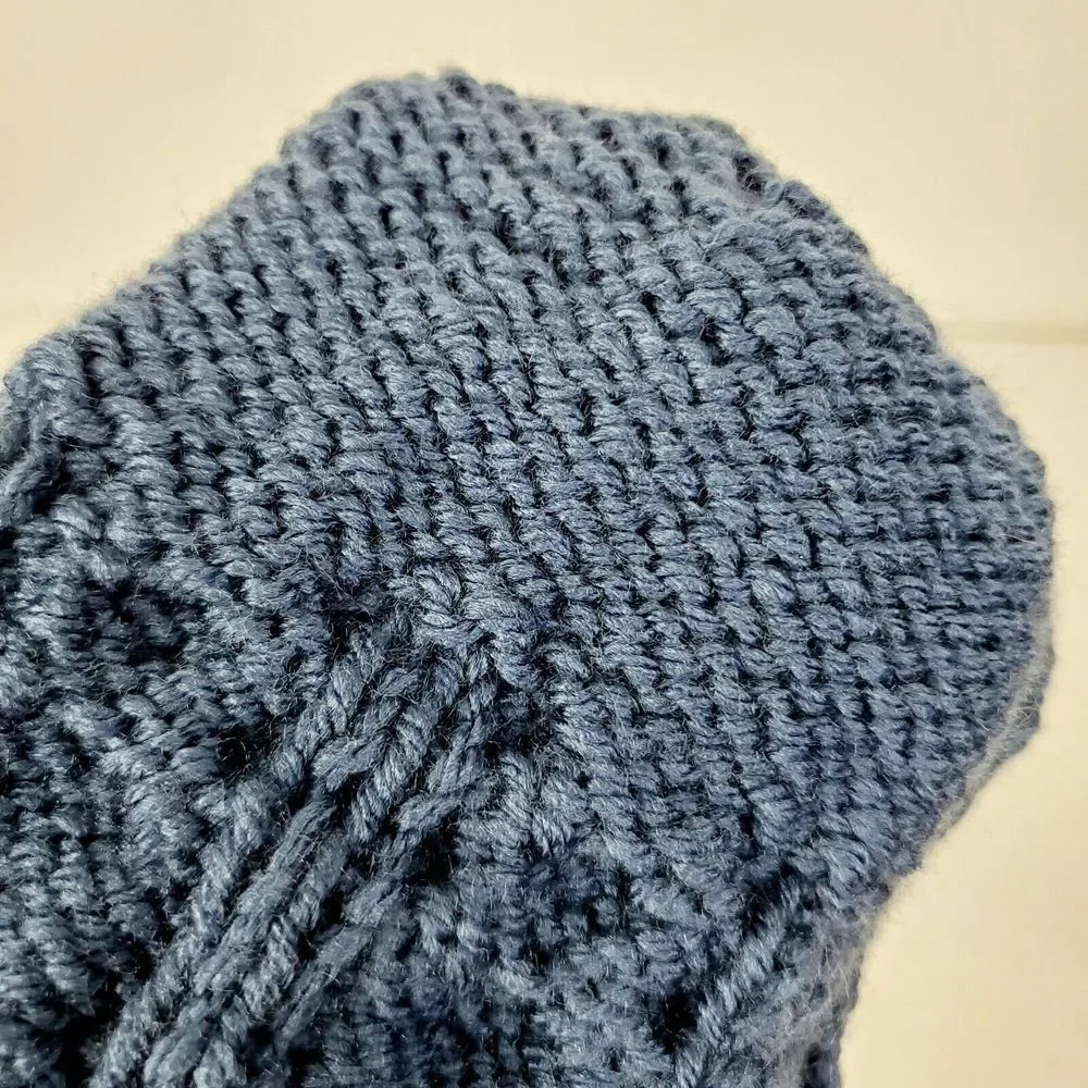 Toddler Hand‎ Knitted Blue Beanie Hat Fits Age 2-3